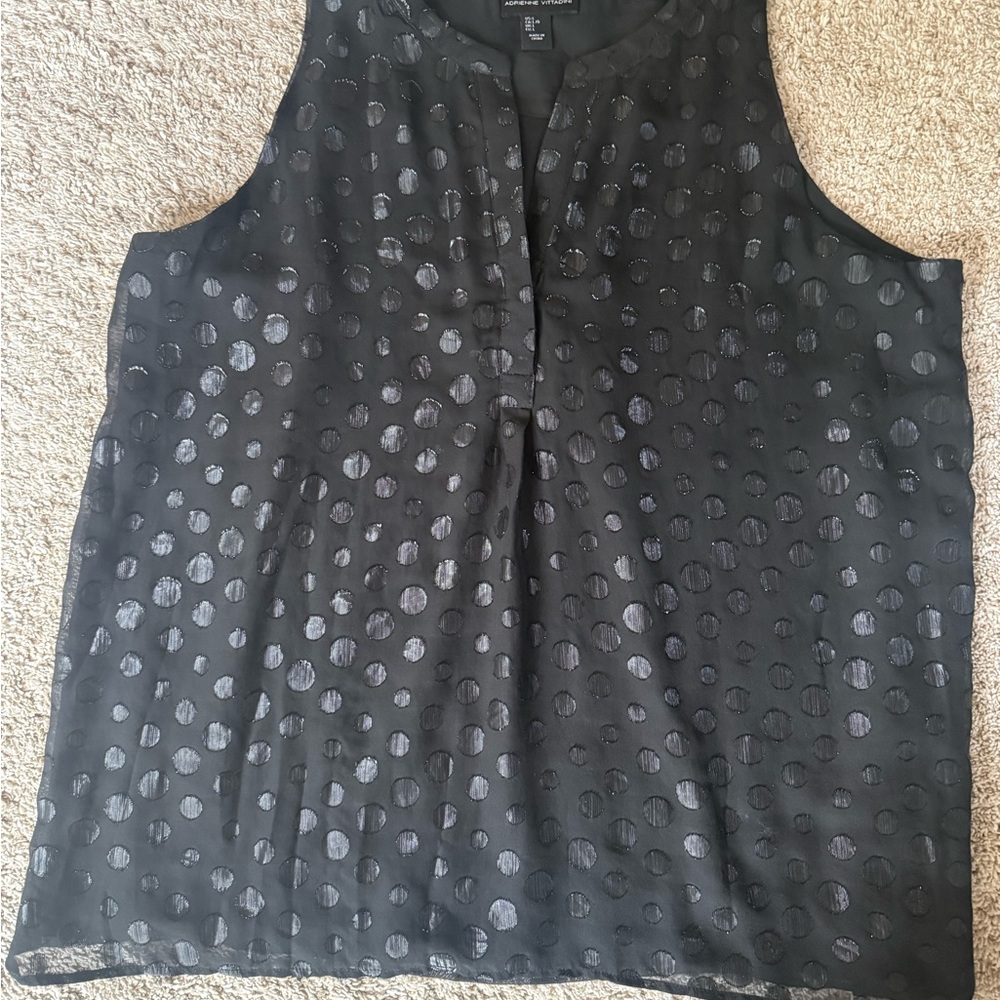Adrienne Vittadini Black and Gray Polka Dot Blouse